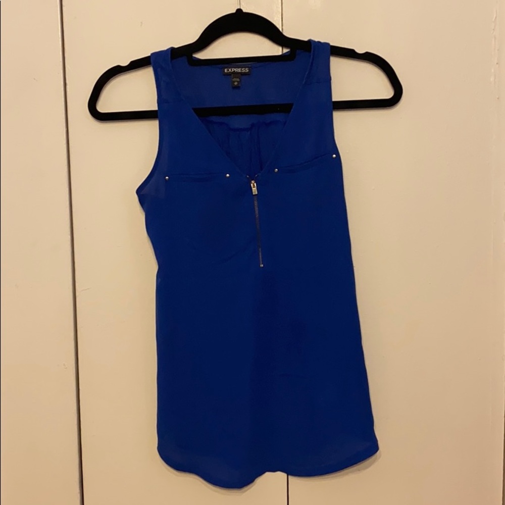 Express v-neck tank top with zipper front